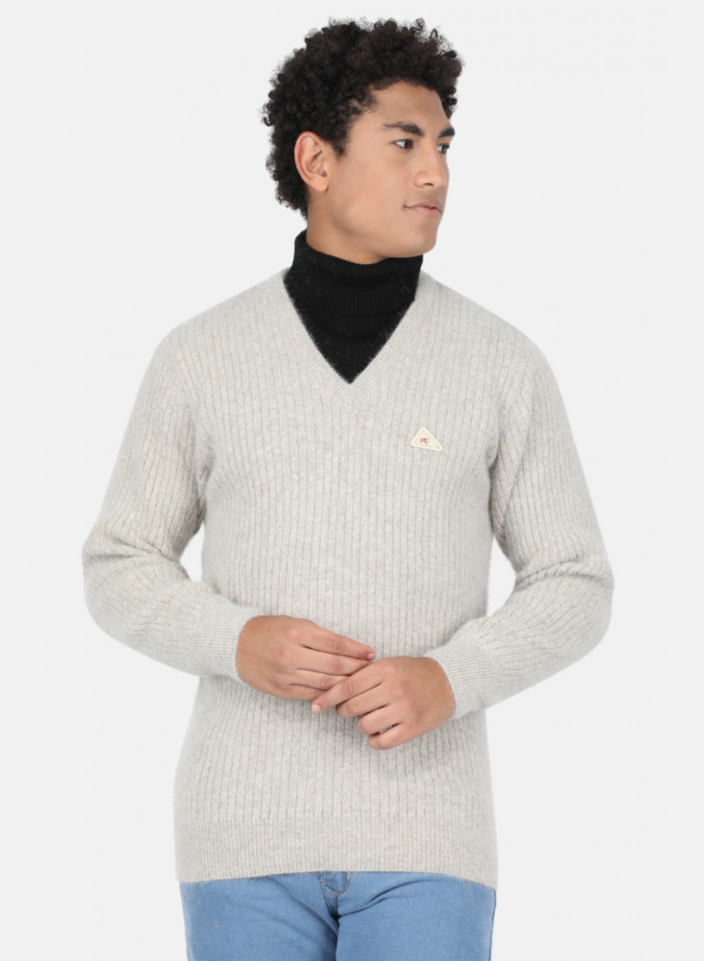 Men Khaki Solid Pullover