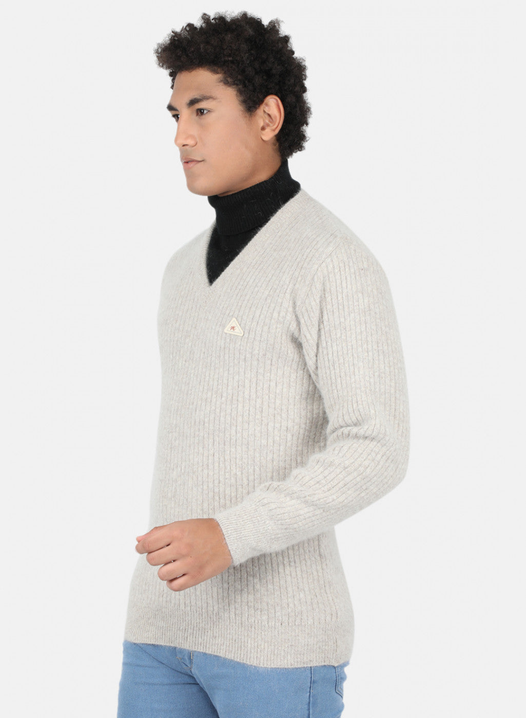 Men Khaki Solid Pullover