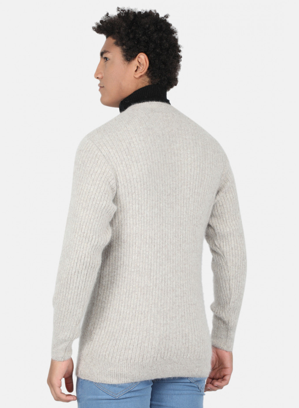 Men Khaki Solid Pullover