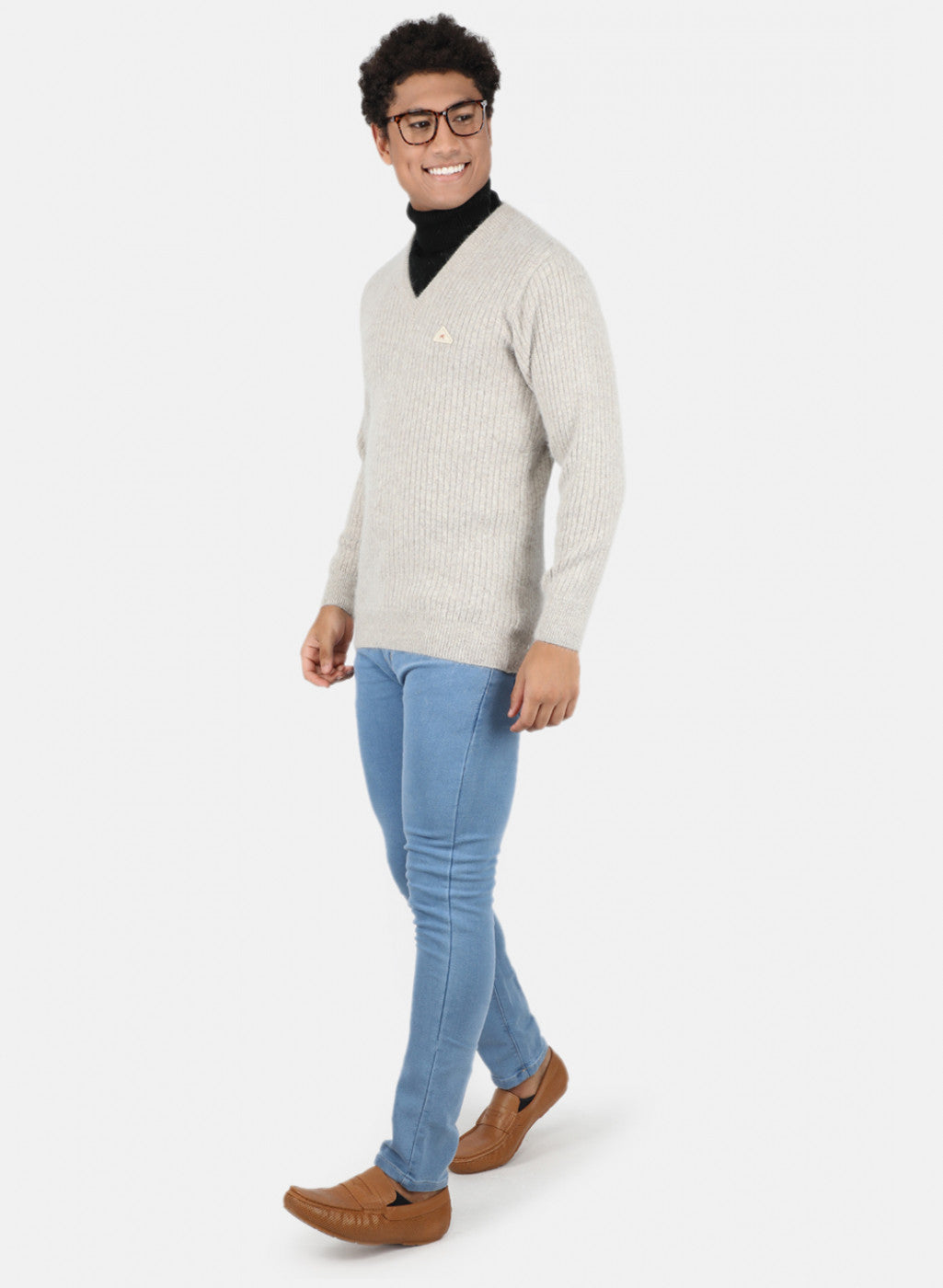 Men Khaki Solid Pullover