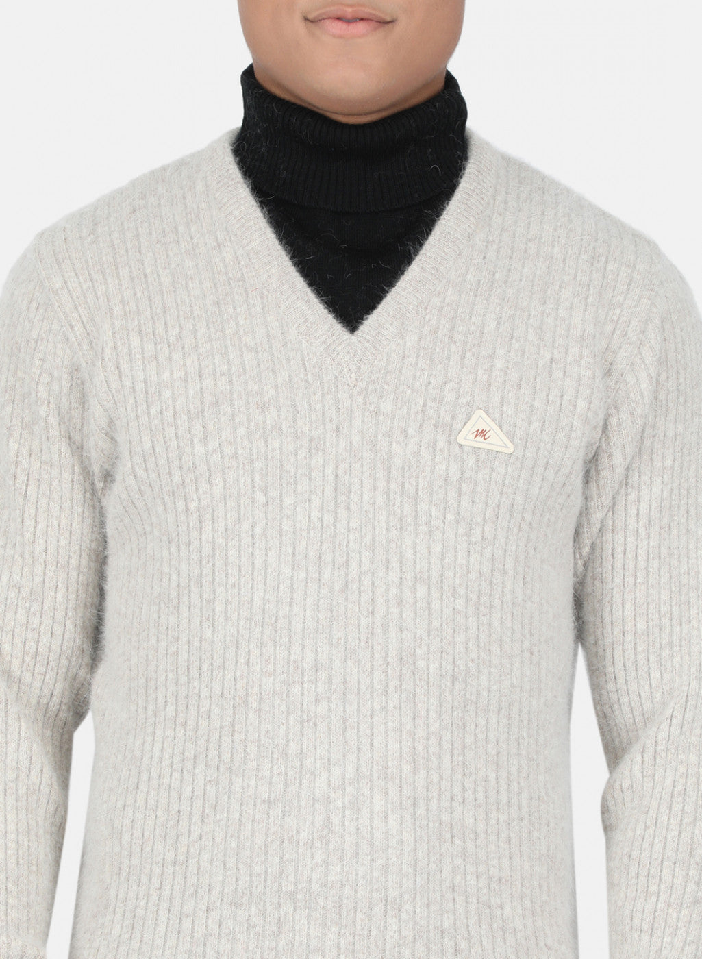 Men Khaki Solid Pullover