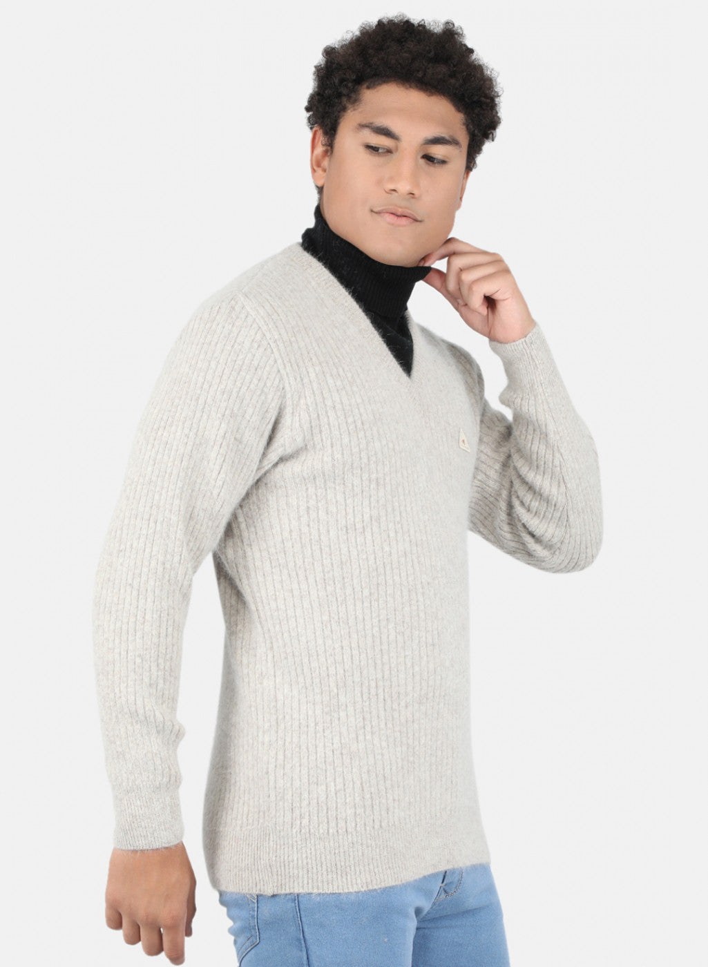 Men Khaki Solid Pullover