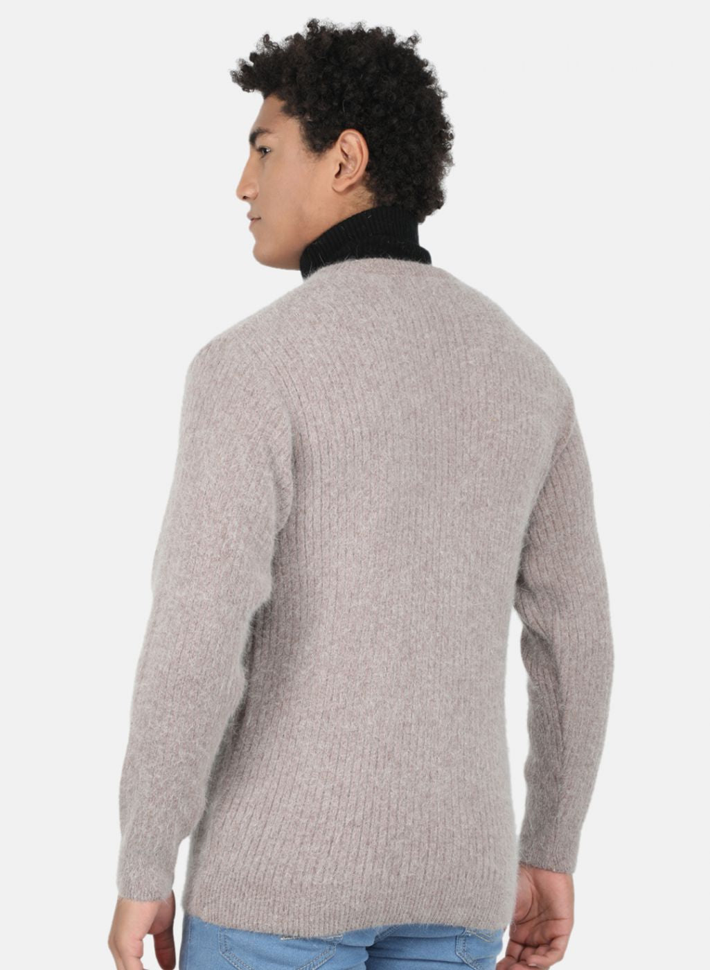 Men Beige Solid Pullover