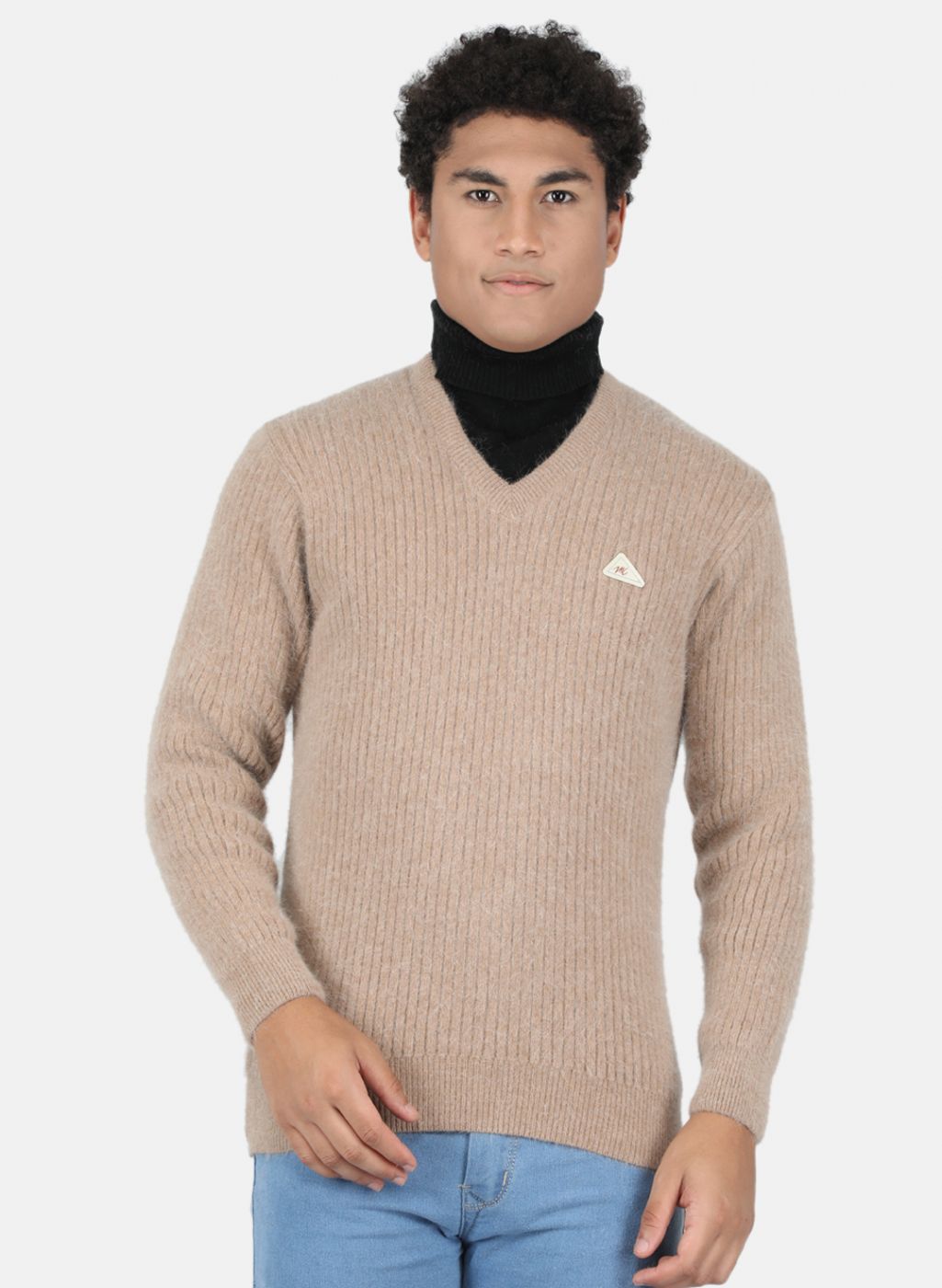 Men Brown Solid Pullover