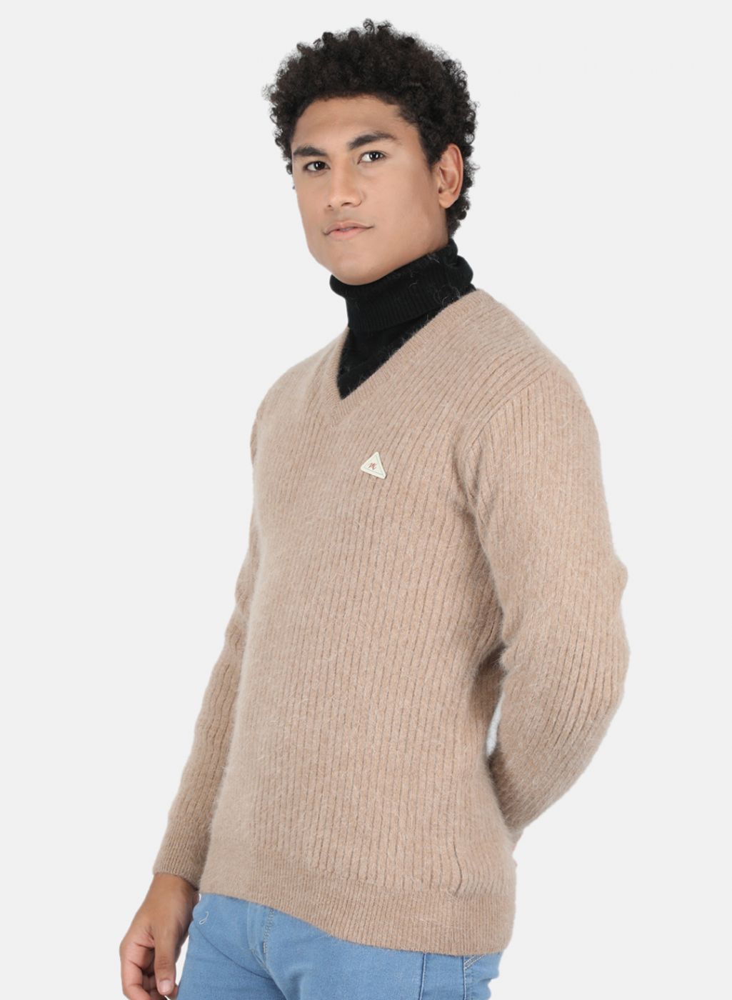 Men Brown Solid Pullover