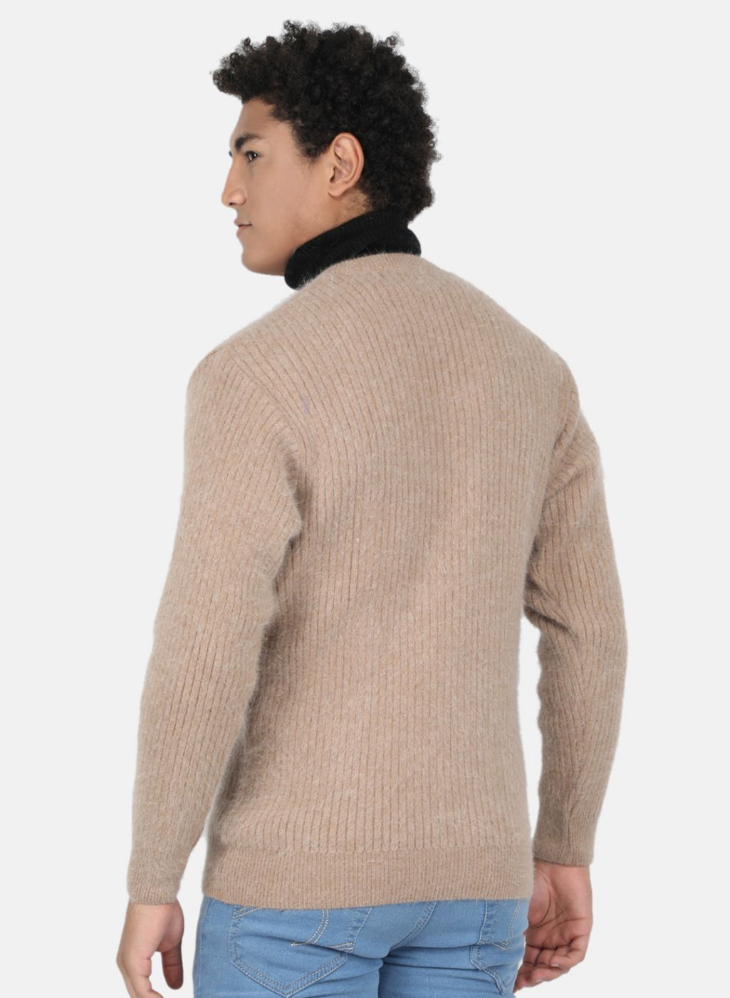 Men Brown Solid Pullover