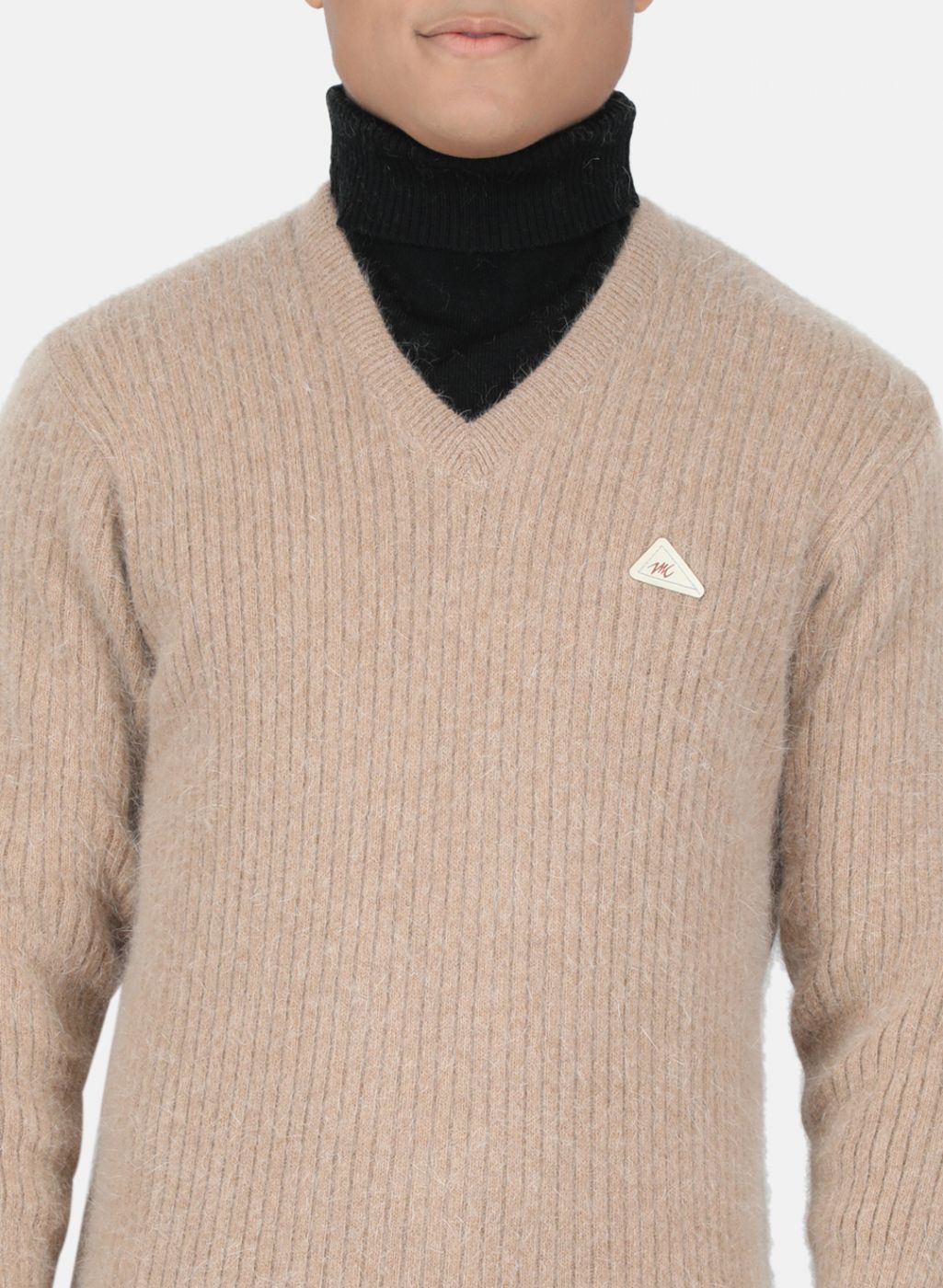 Men Brown Solid Pullover