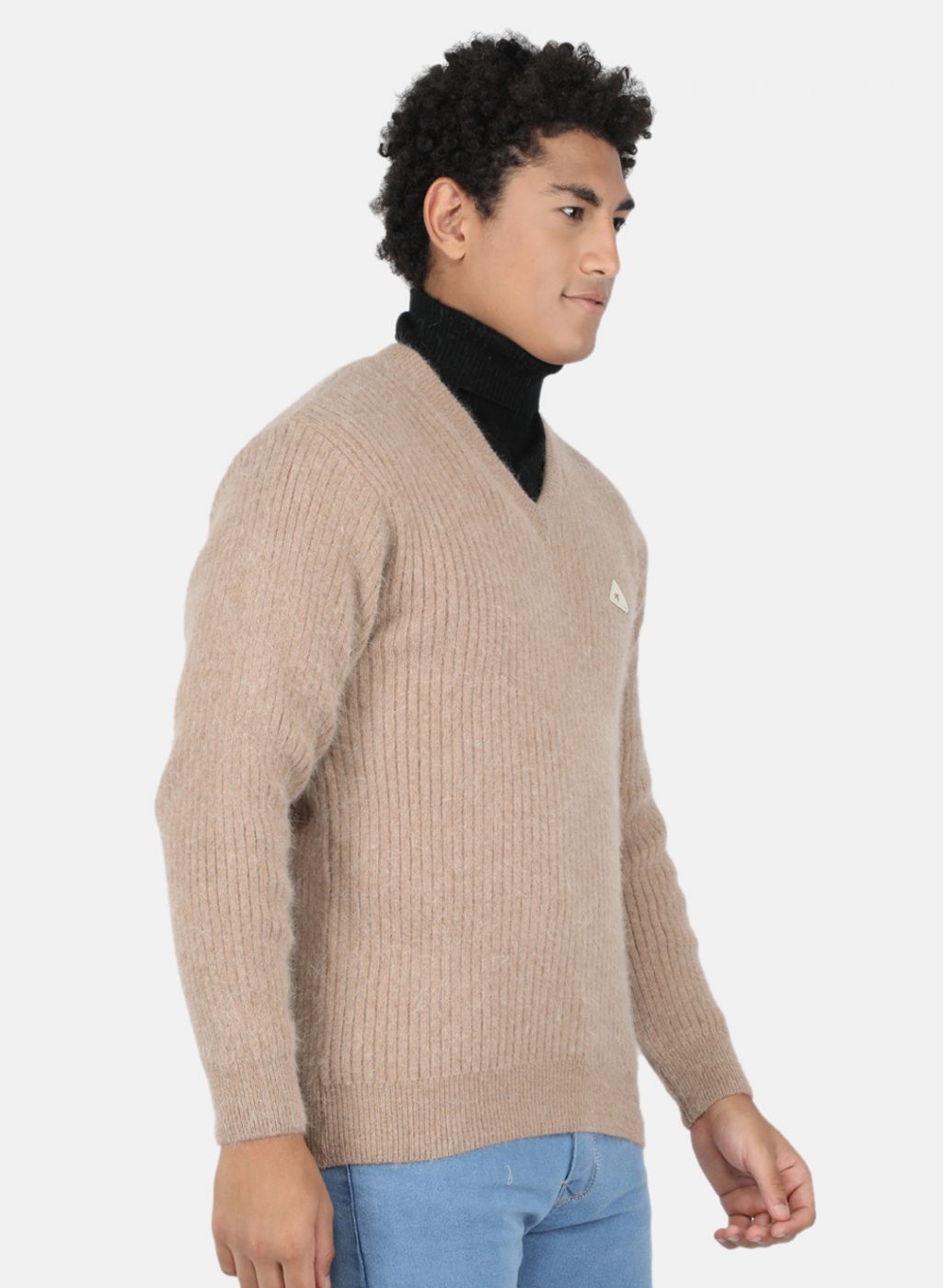 Men Brown Solid Pullover