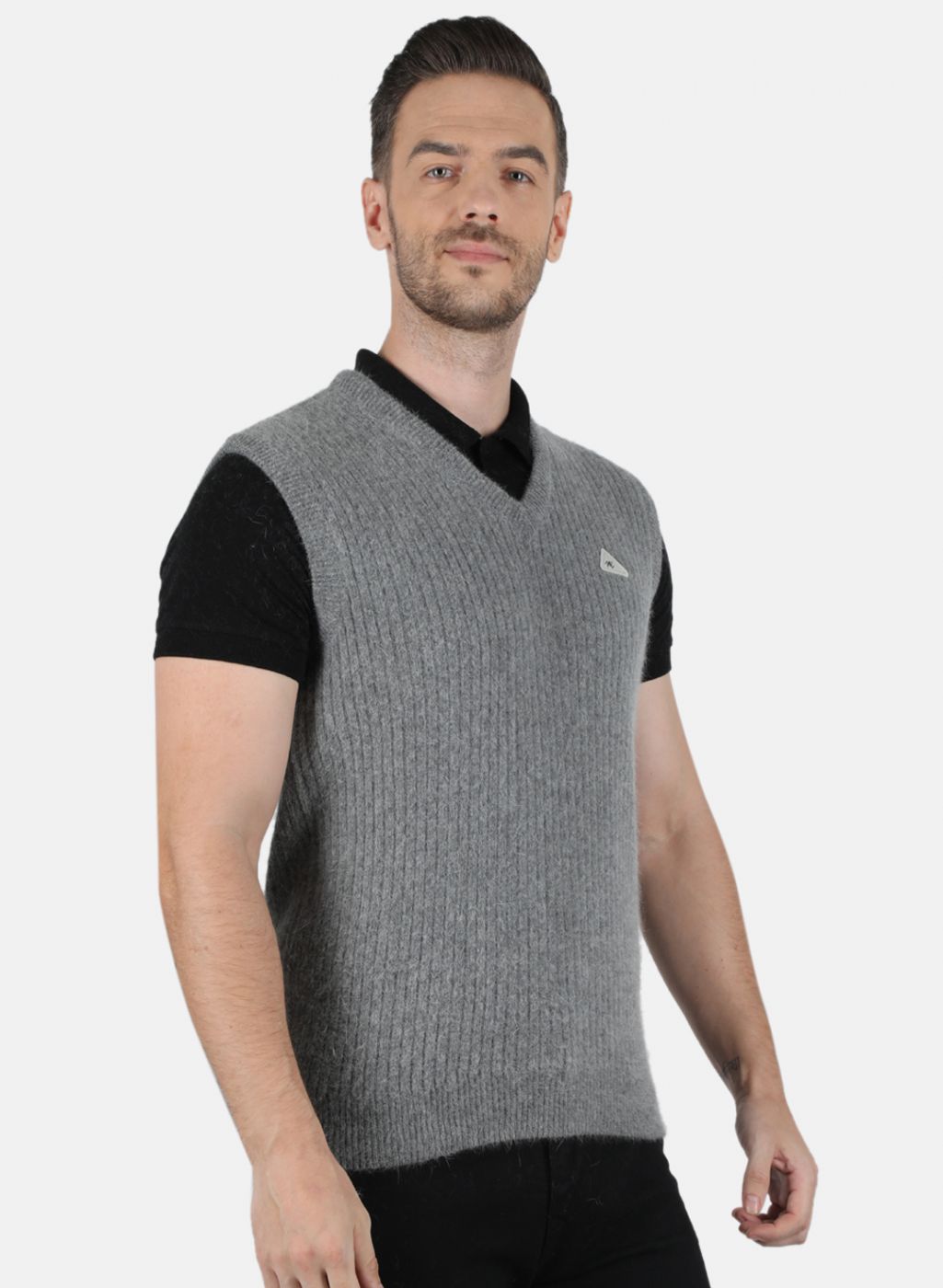 Men Grey Solid Sweater
