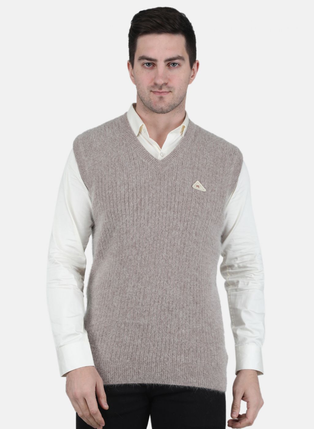 Men Beige Solid Sweater