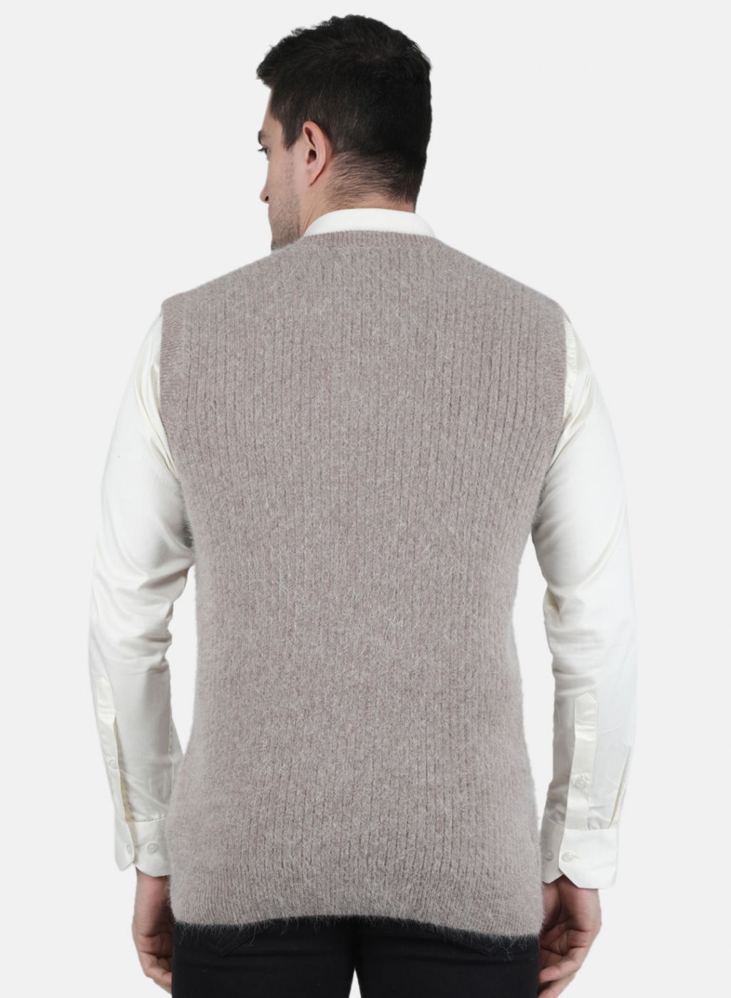 Men Beige Solid Sweater