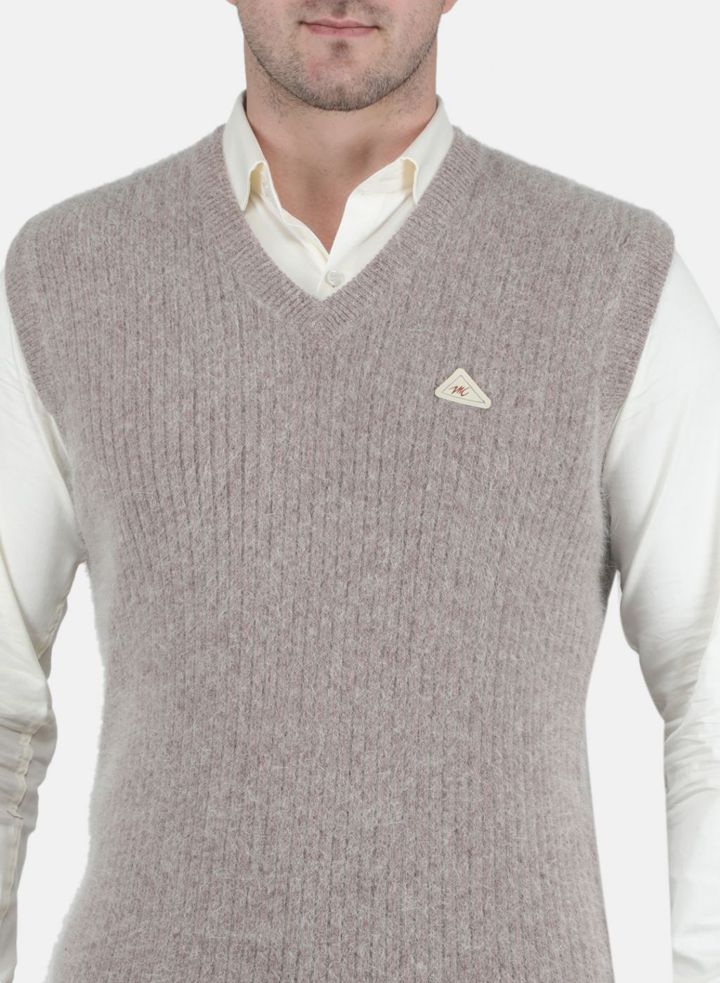 Men Beige Solid Sweater