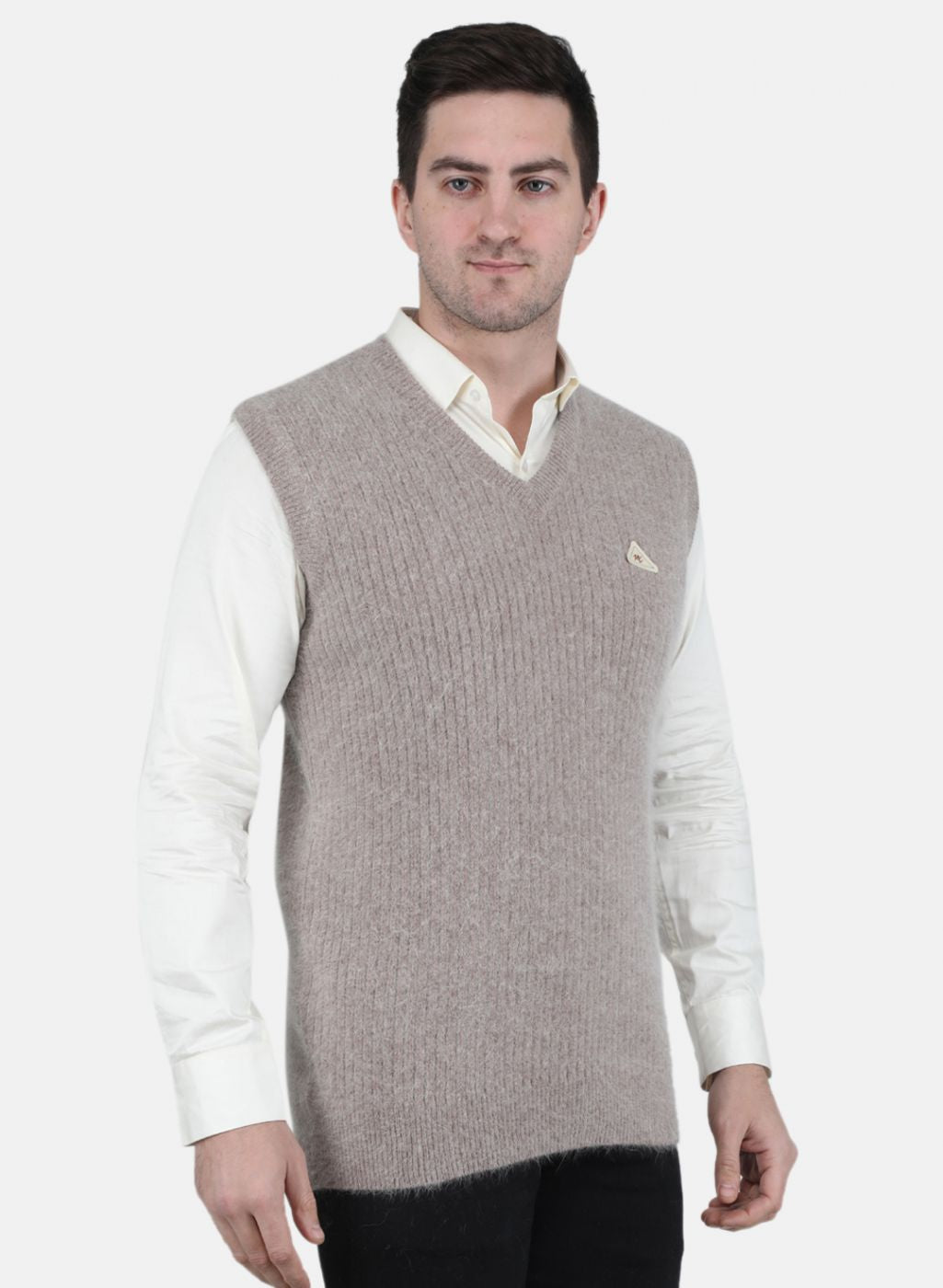 Men Beige Solid Sweater