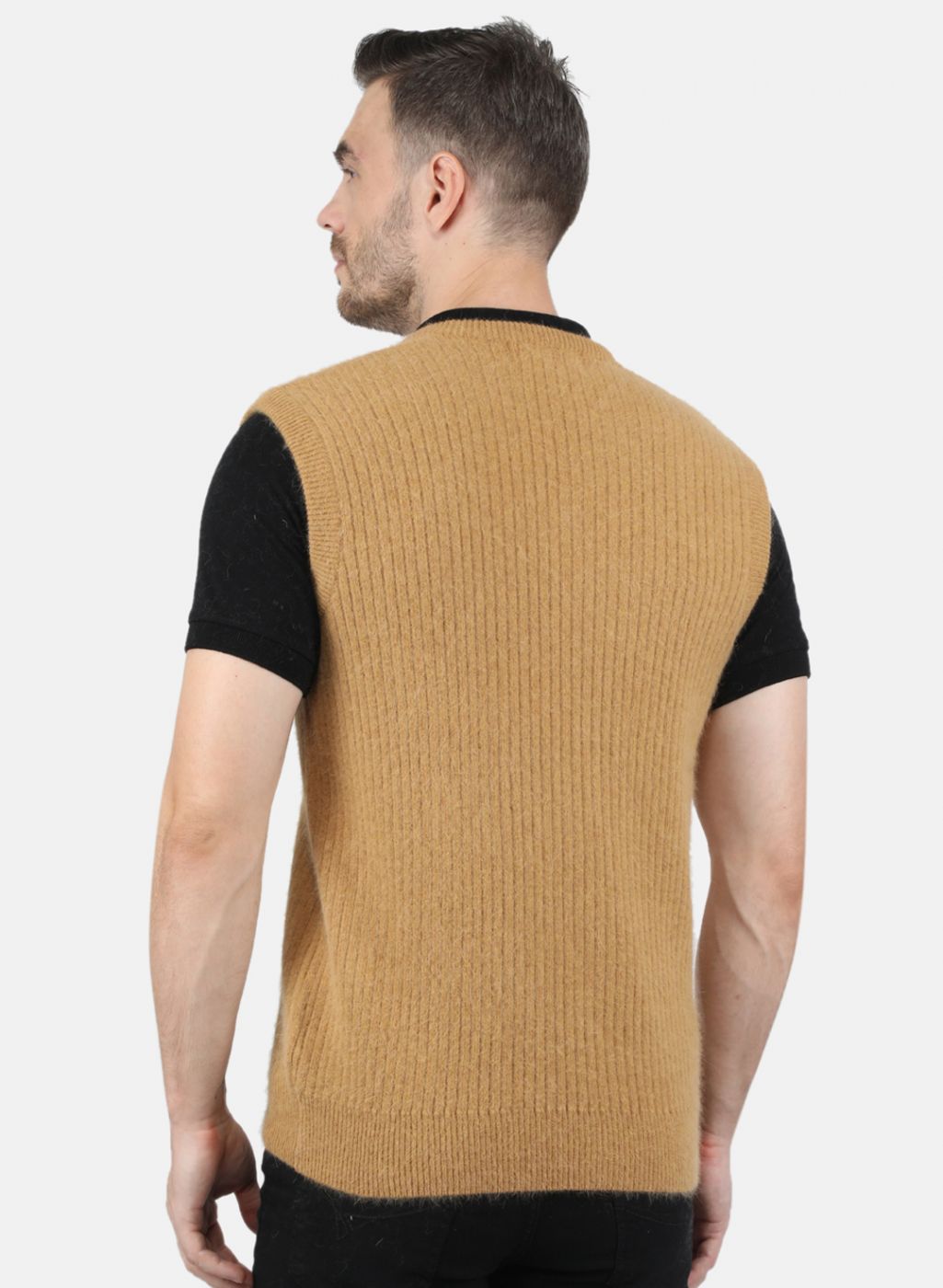 Men Brown Solid Sweater