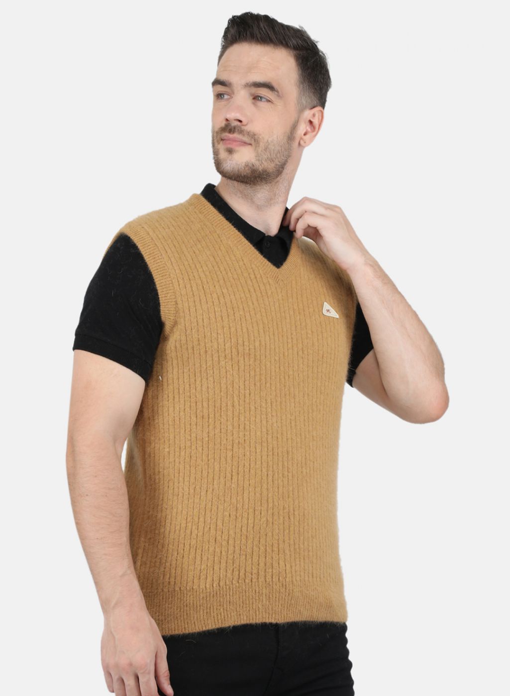 Men Brown Solid Sweater