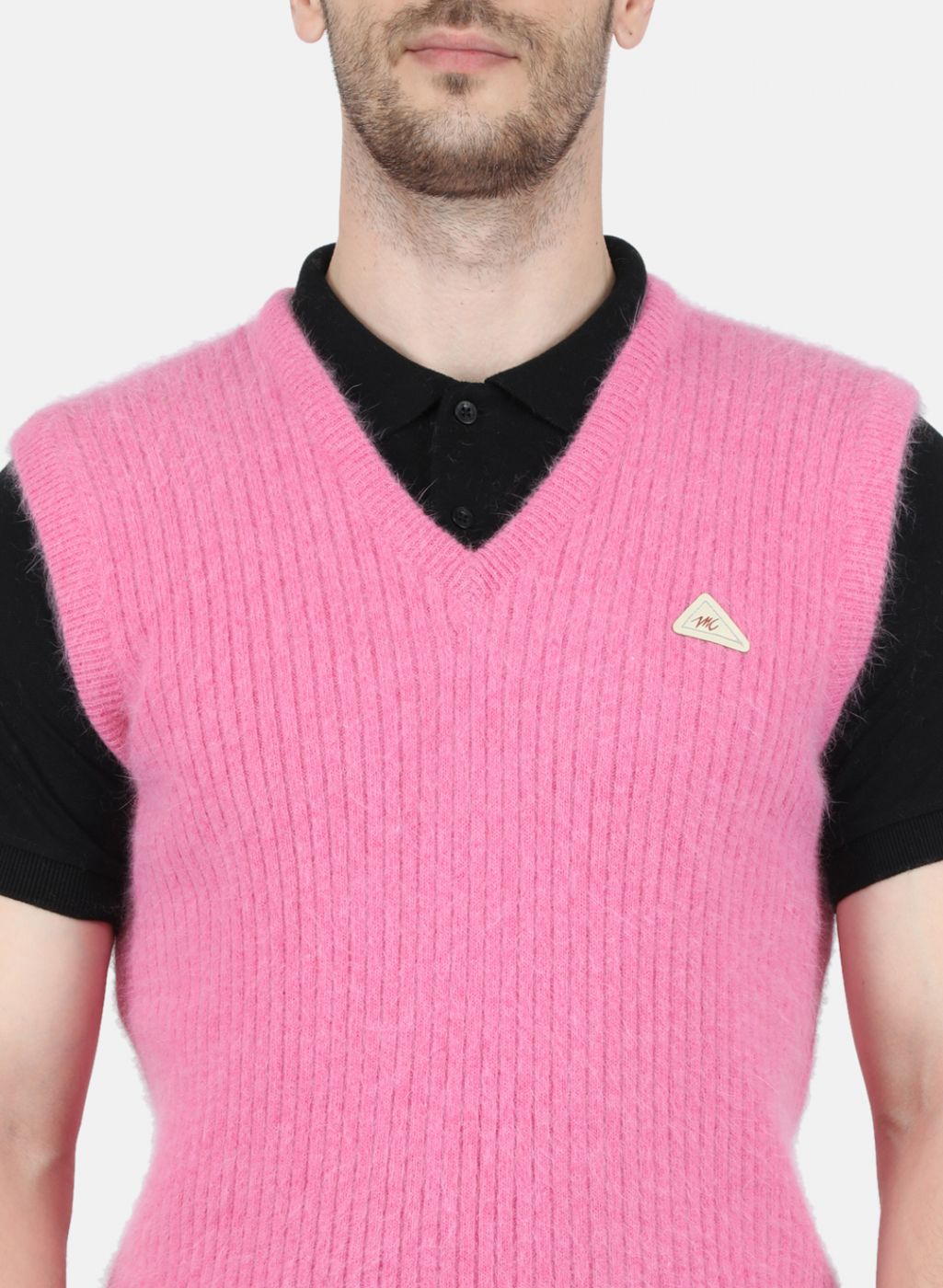 Men Pink Solid Sweater