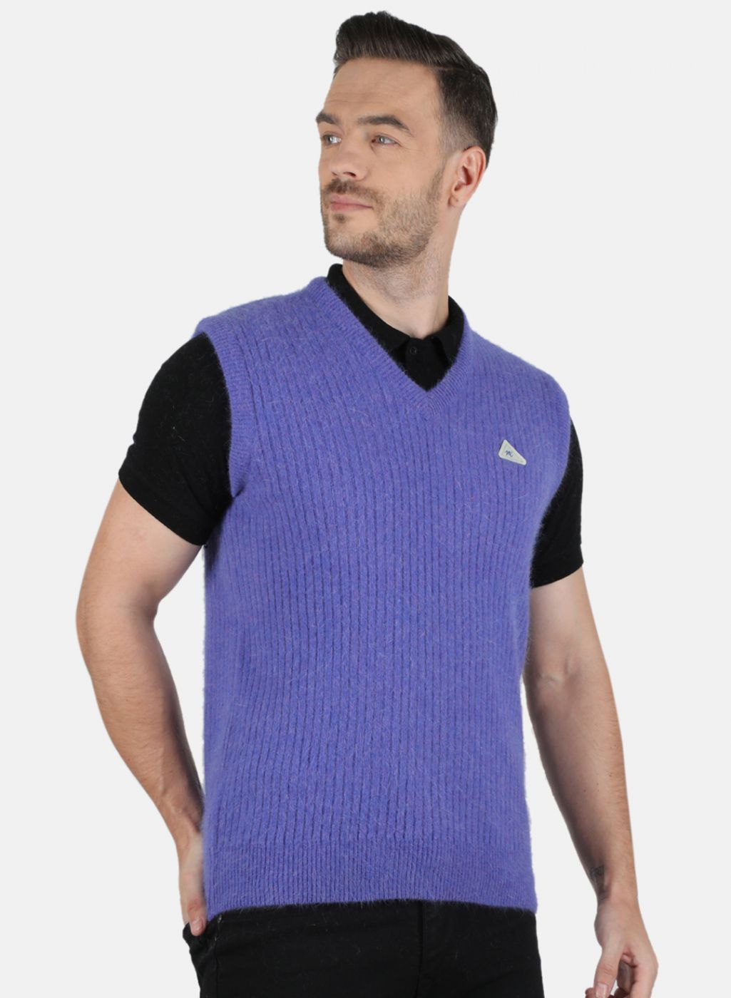 Men Purple Solid Sweater