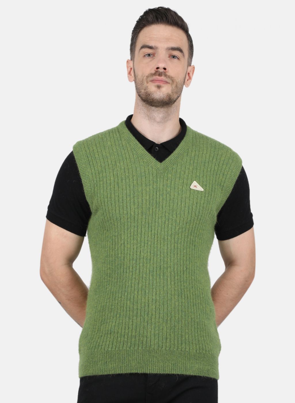 Men Olive Solid Sweater