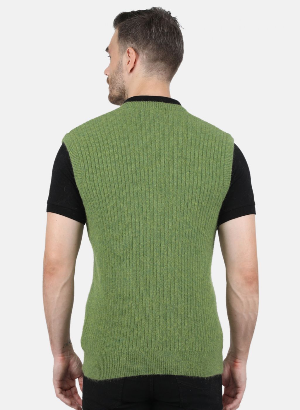 Men Olive Solid Sweater