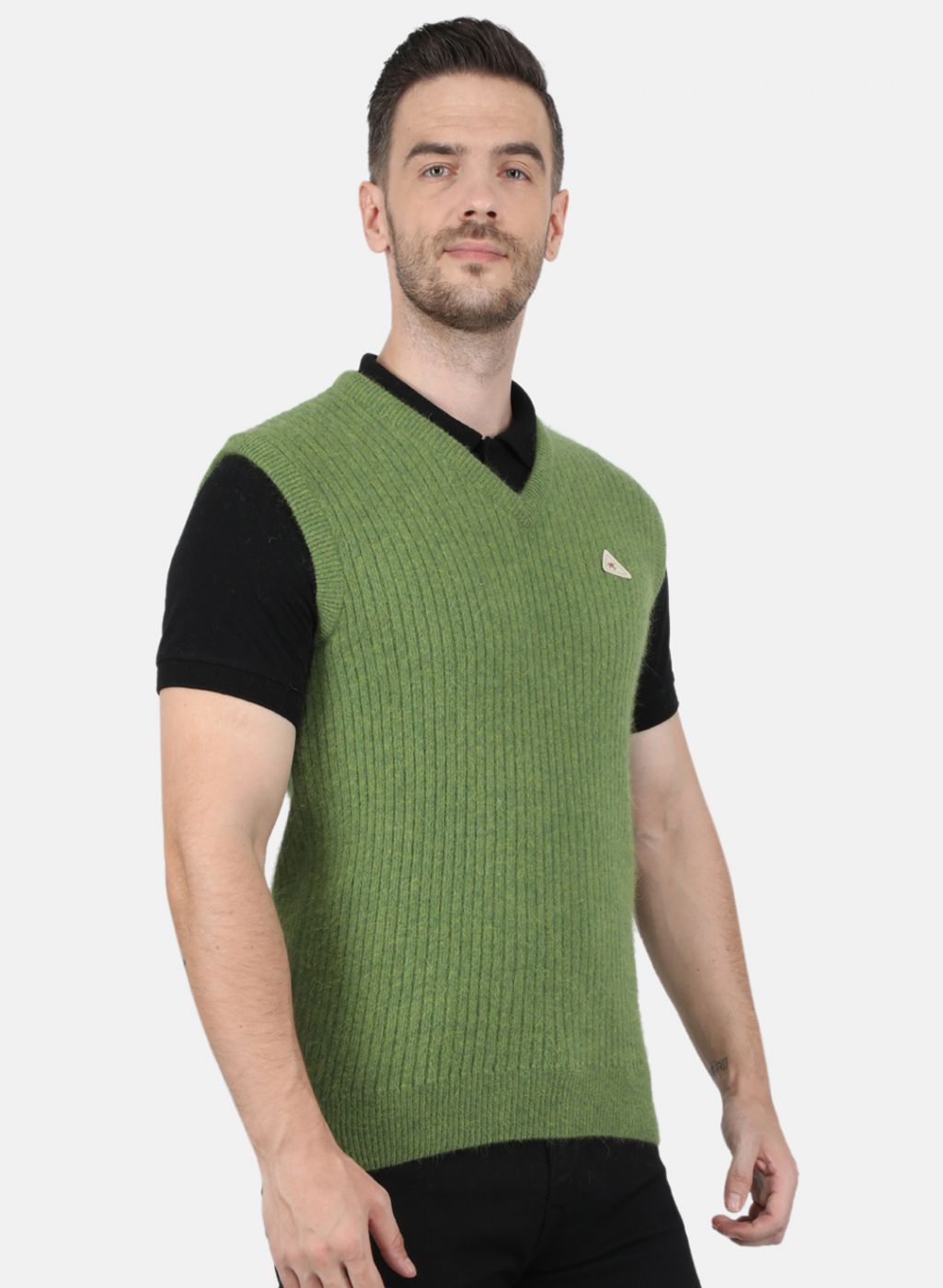 Men Olive Solid Sweater