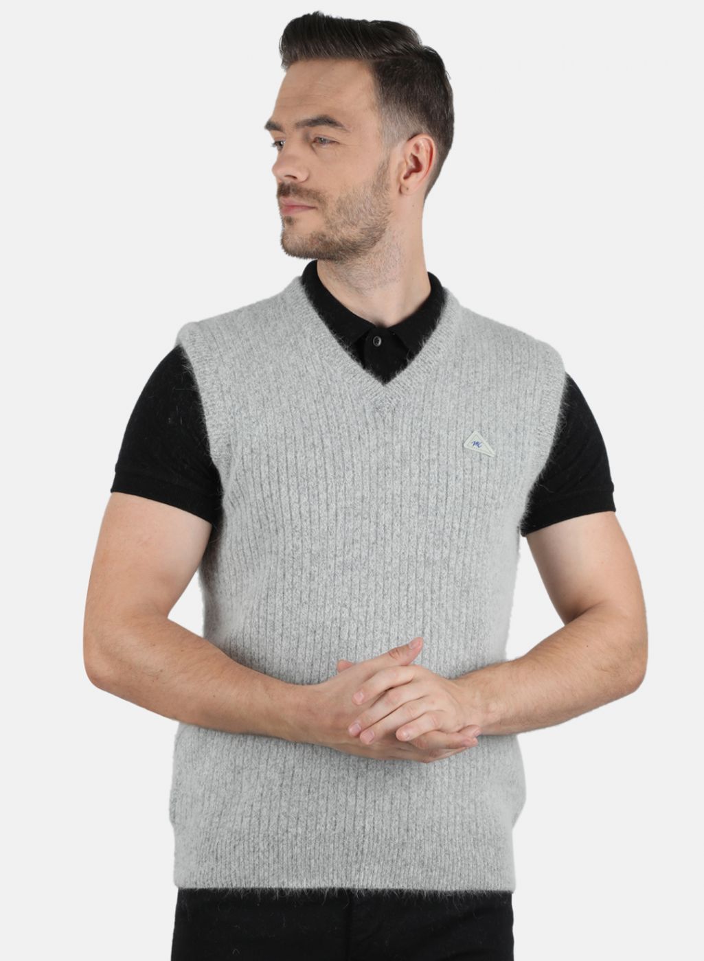 Men Grey Solid Sweater