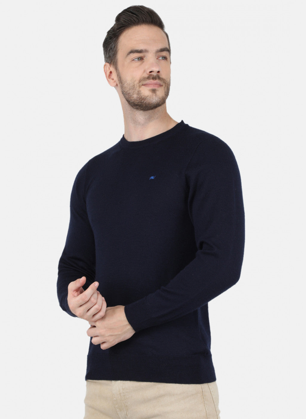 Men NAvy Blue Solid Pullover