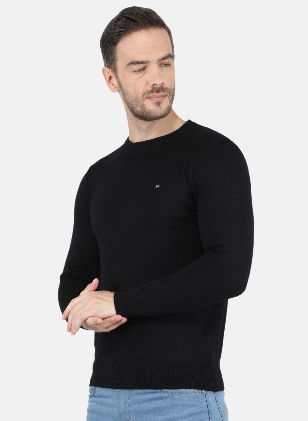 Men Black Solid Pullover