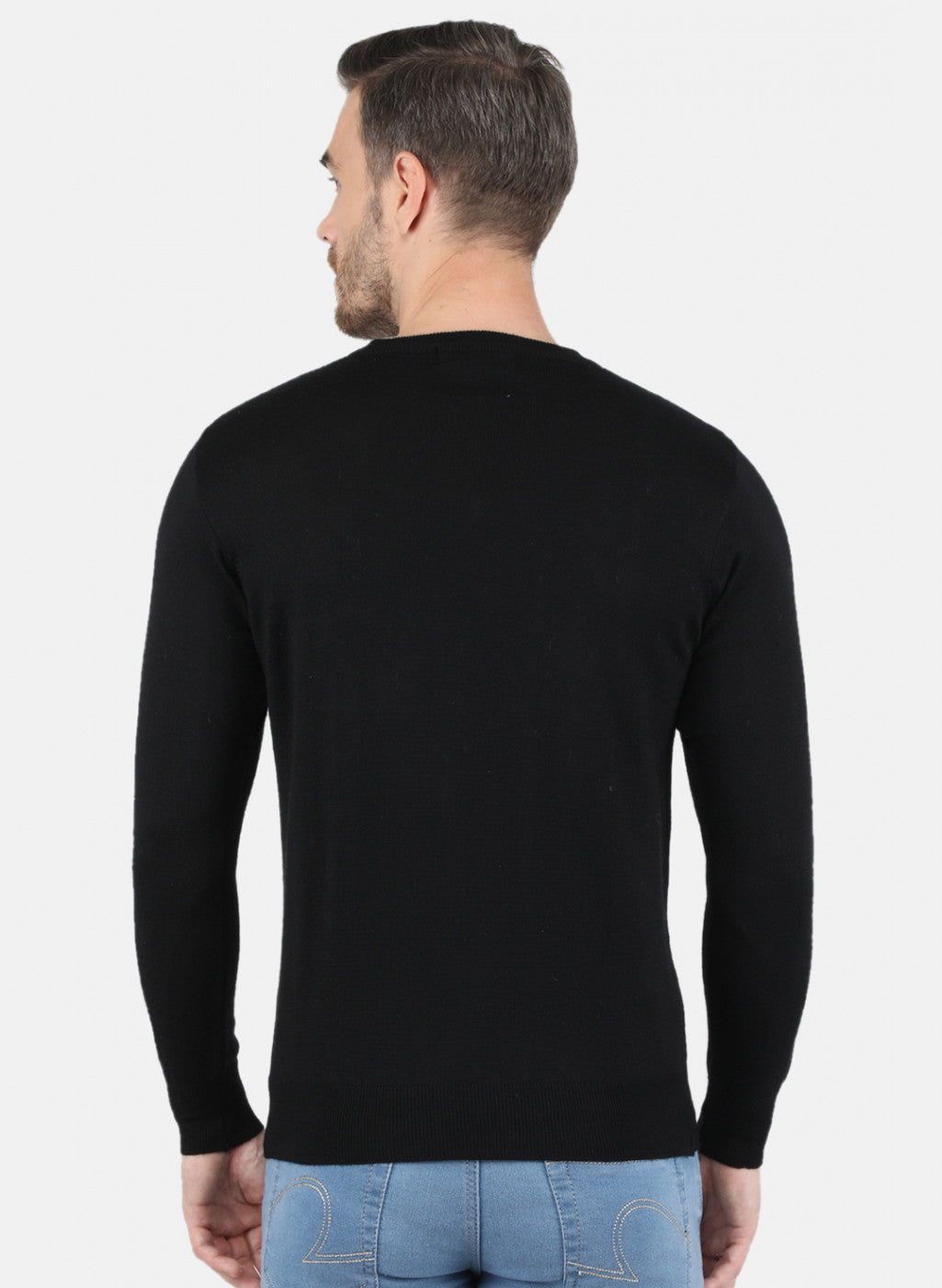Men Black Solid Pullover