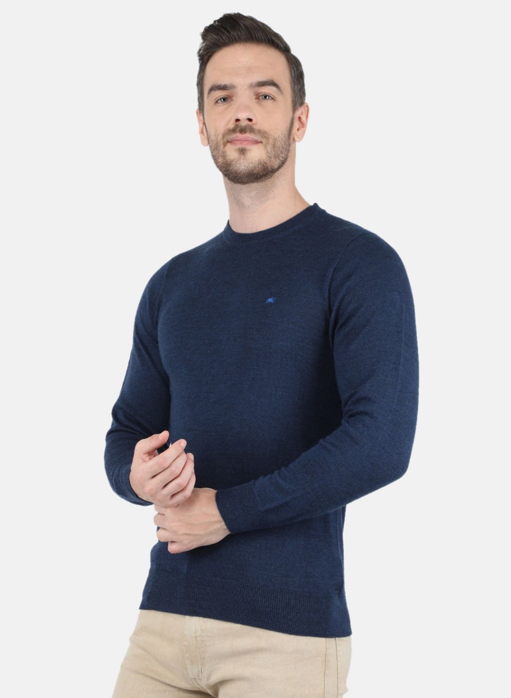 Men NAvy Blue Solid Pullover