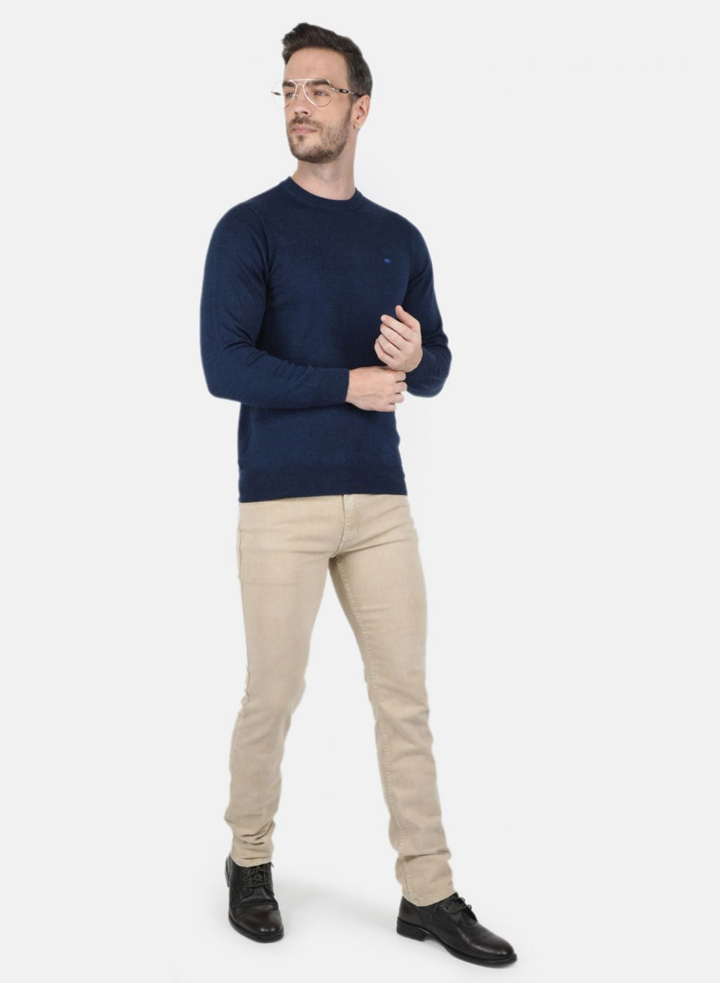 Men NAvy Blue Solid Pullover