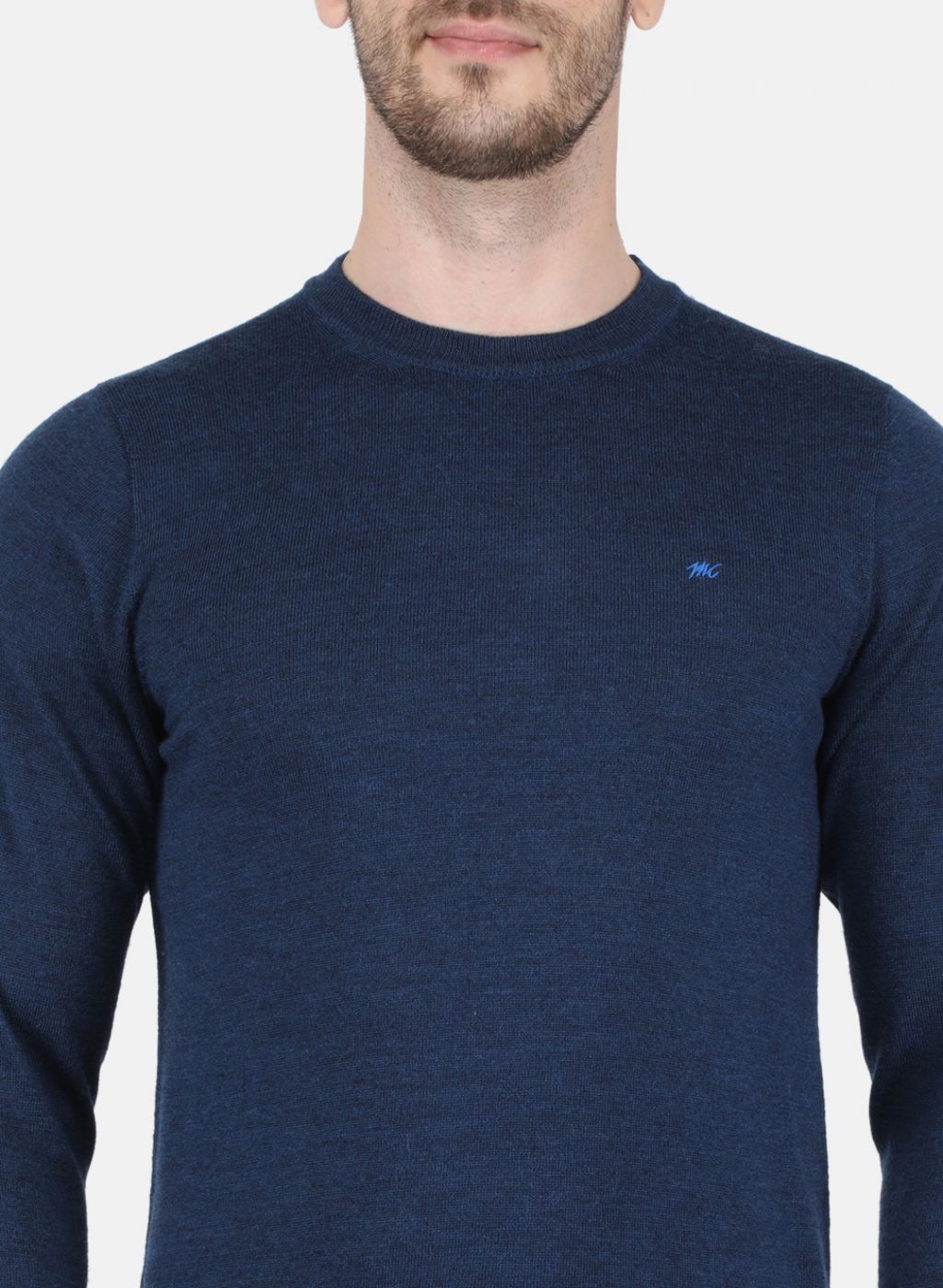 Men NAvy Blue Solid Pullover