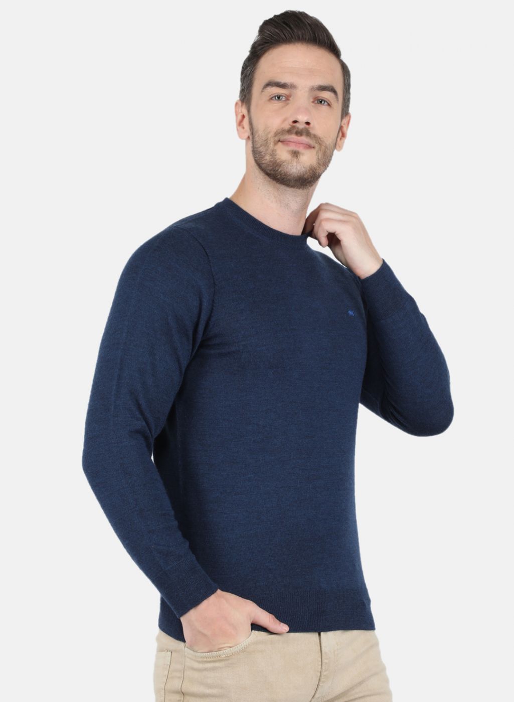 Men NAvy Blue Solid Pullover