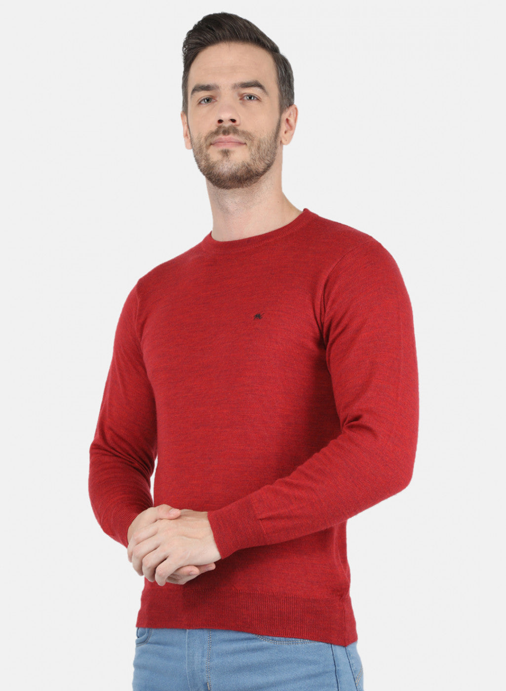 Men Red Solid Pullover
