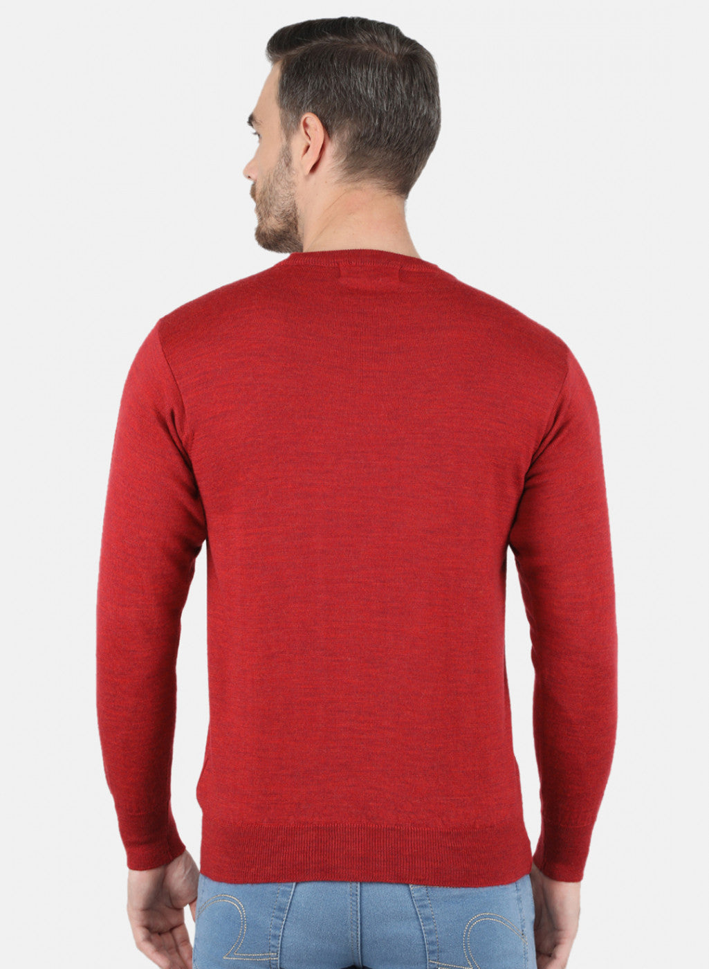 Men Red Solid Pullover