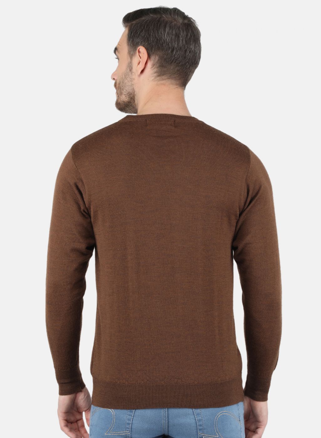 Men Brown Solid Pullover