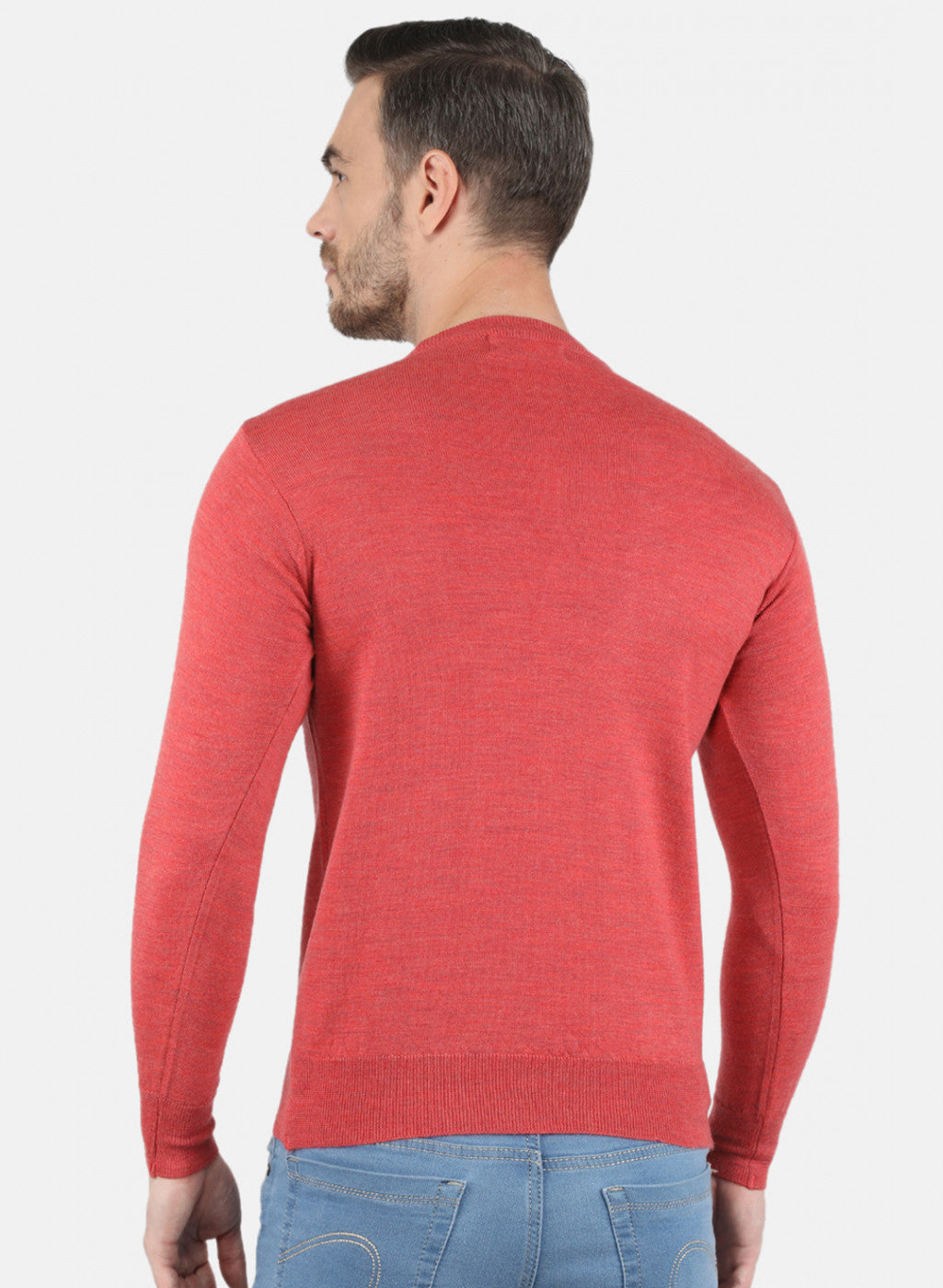 Men Light Red Solid Pullover