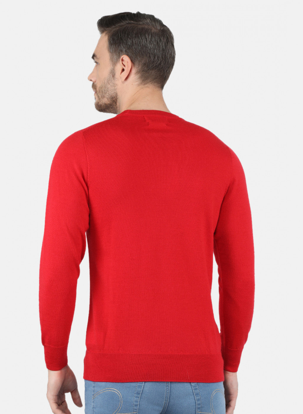 Men Red Solid Pullover