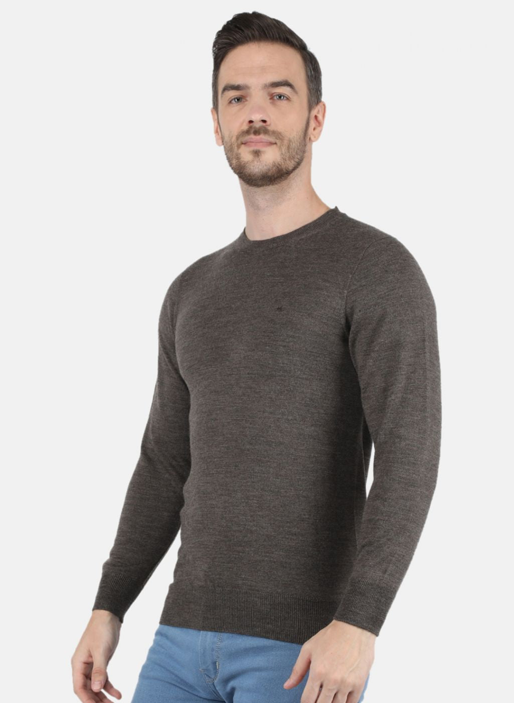 Men Brown Solid Pullover
