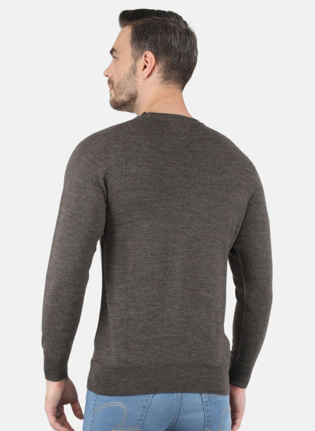 Men Brown Solid Pullover