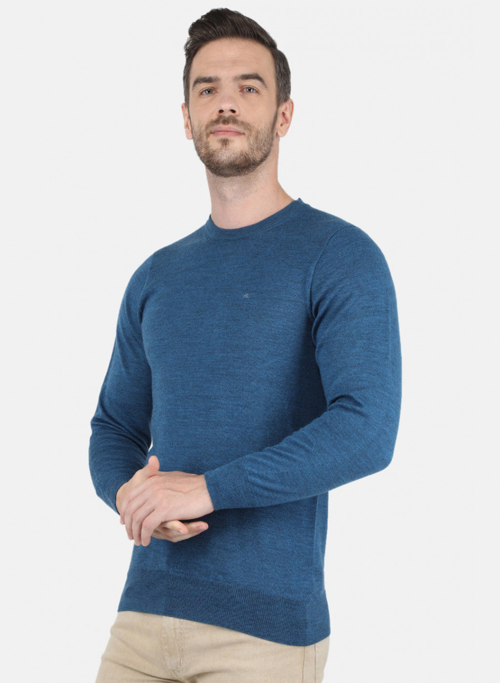 Men Blue Solid Pullover