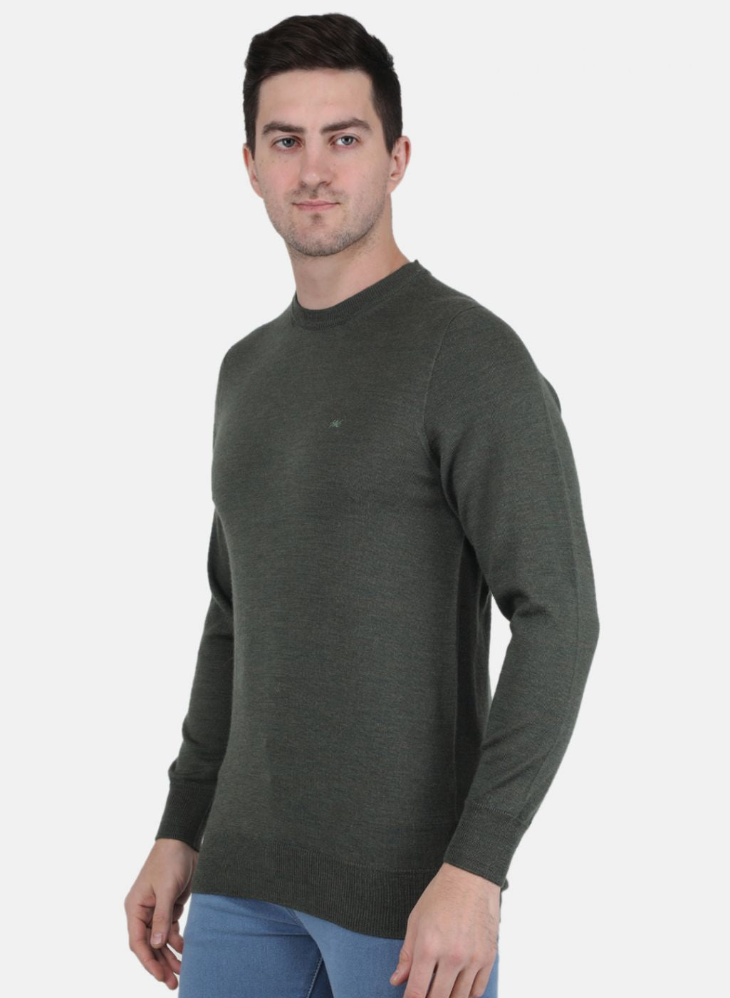 Men Olive Solid Pullover