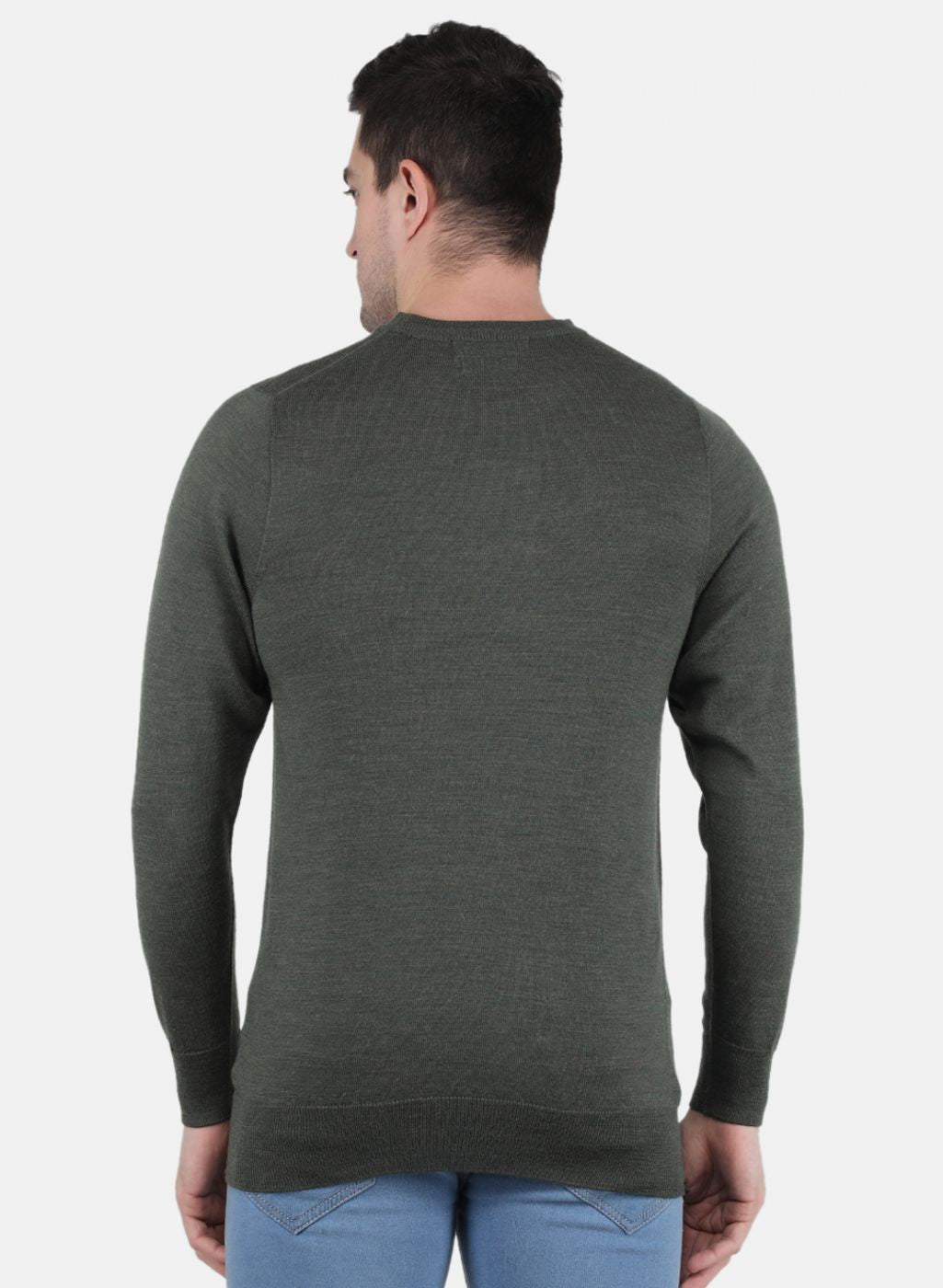 Men Olive Solid Pullover