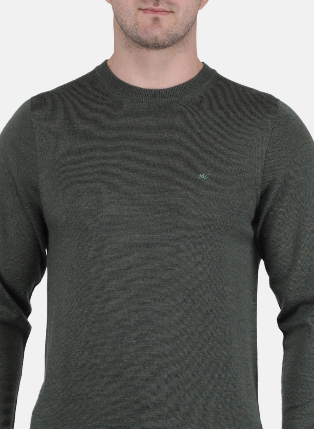 Men Olive Solid Pullover