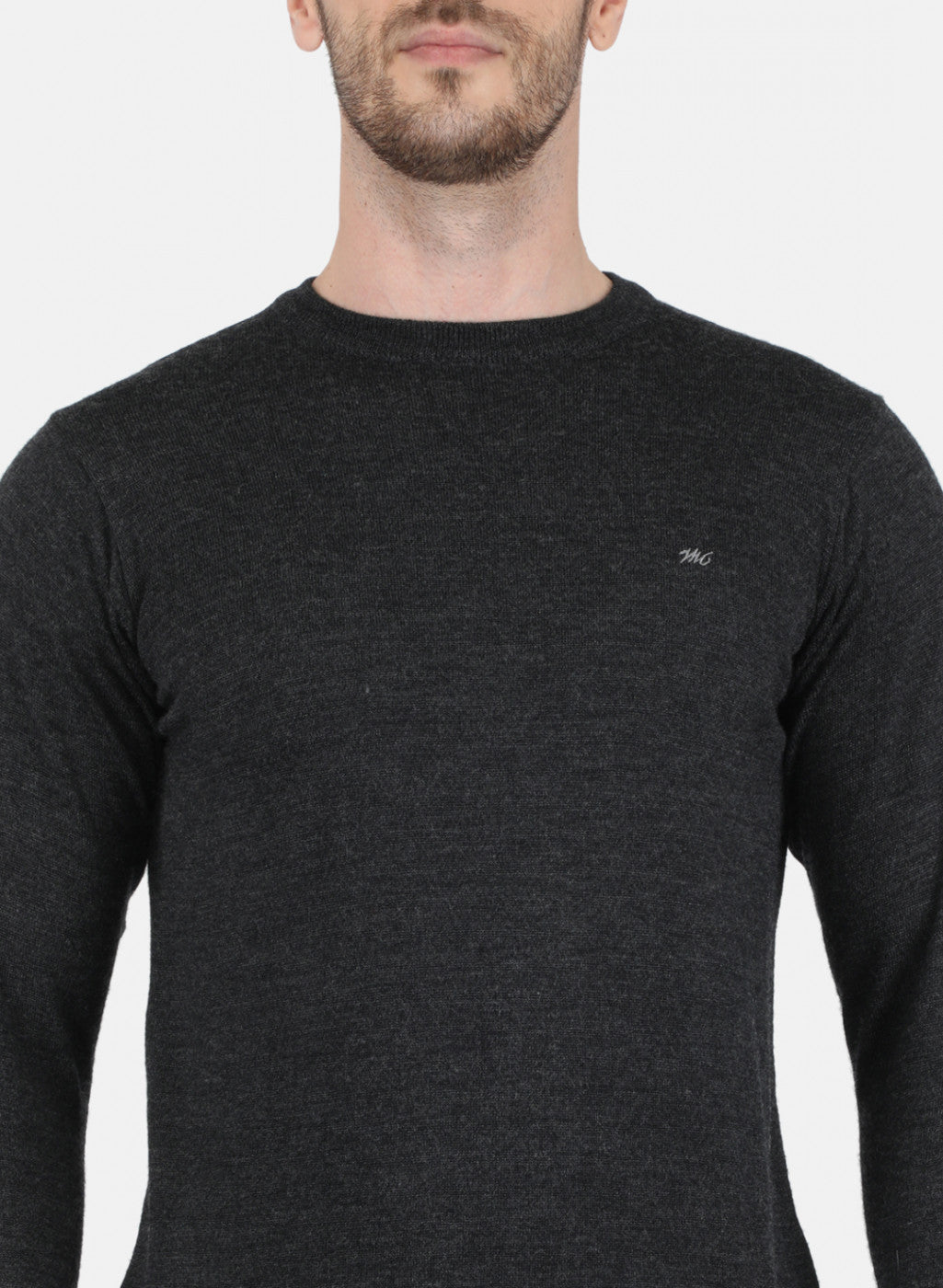 Men Dark Grey Solid Pullover