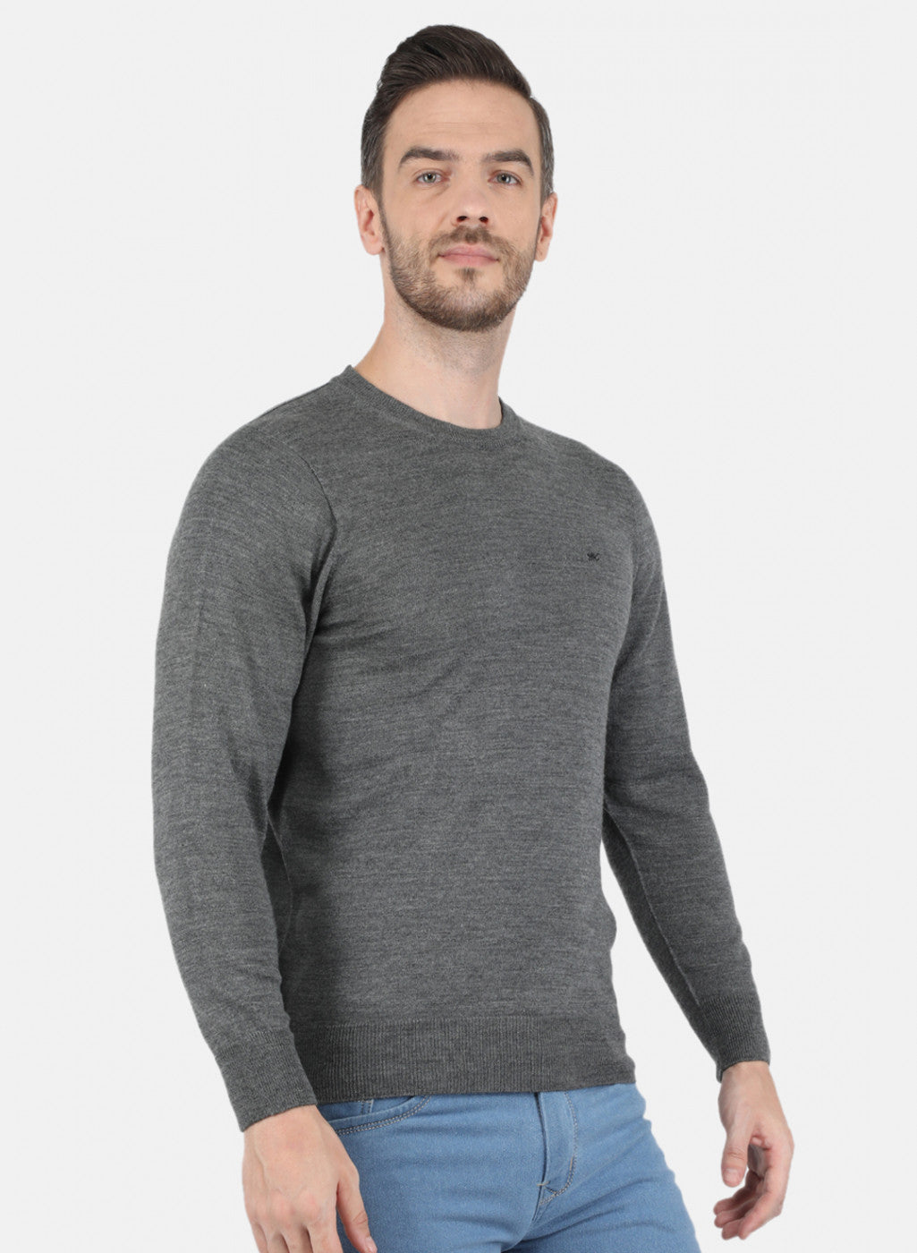 Men Grey Solid Pullover