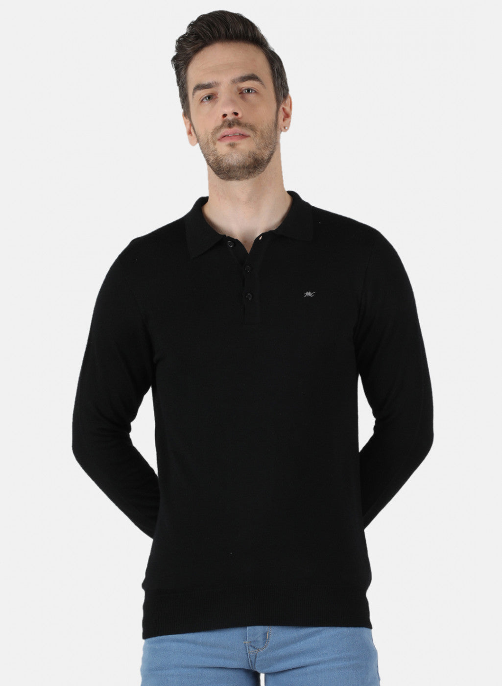 Men Black Solid T-Shirt