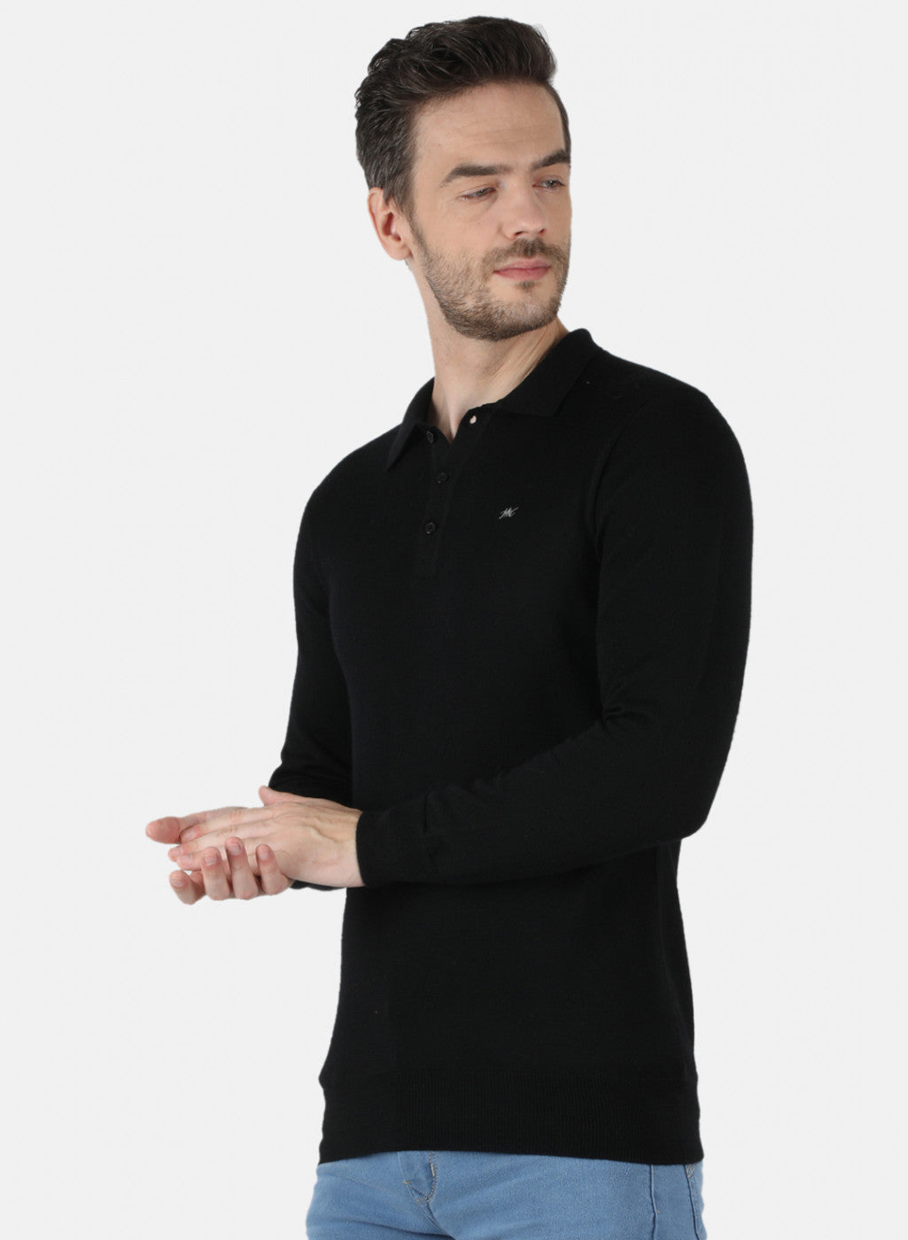 Men Black Solid T-Shirt