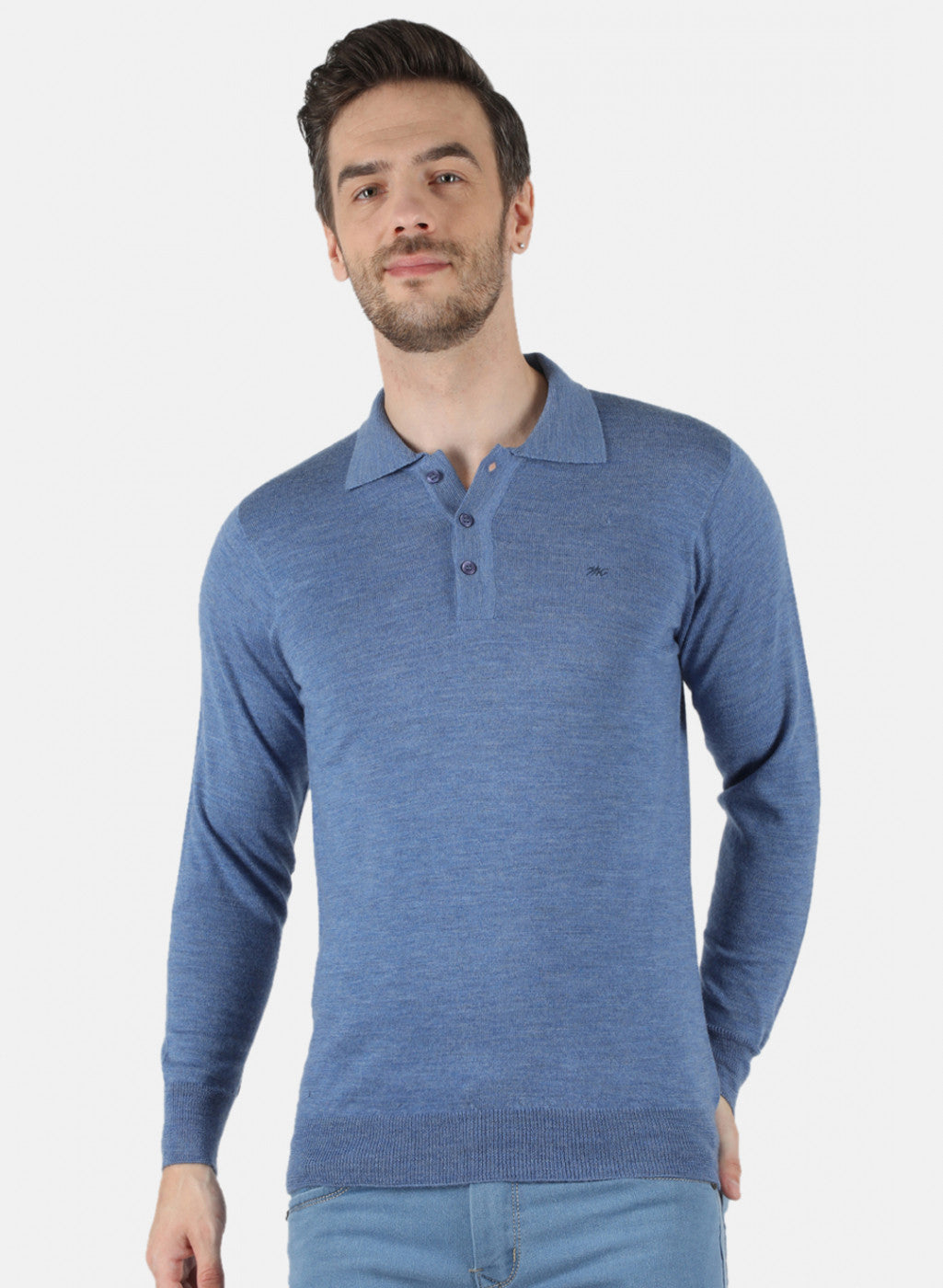 Men Blue Solid T-Shirt
