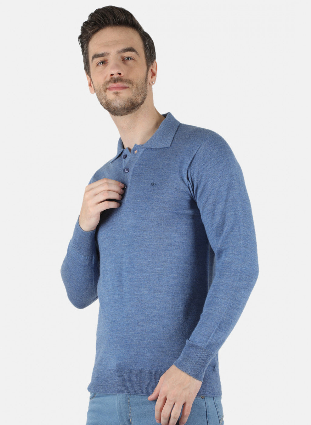 Men Blue Solid T-Shirt