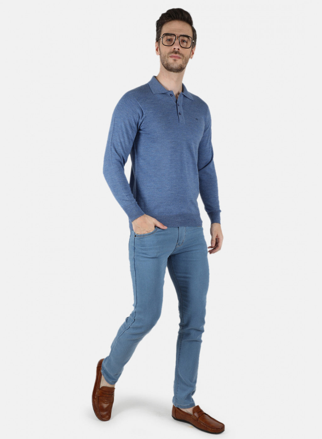 Men Blue Solid T-Shirt